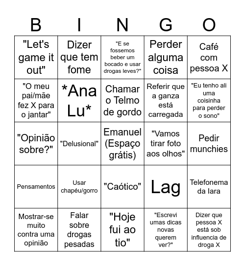 Bingo do Emanuel Bingo Card