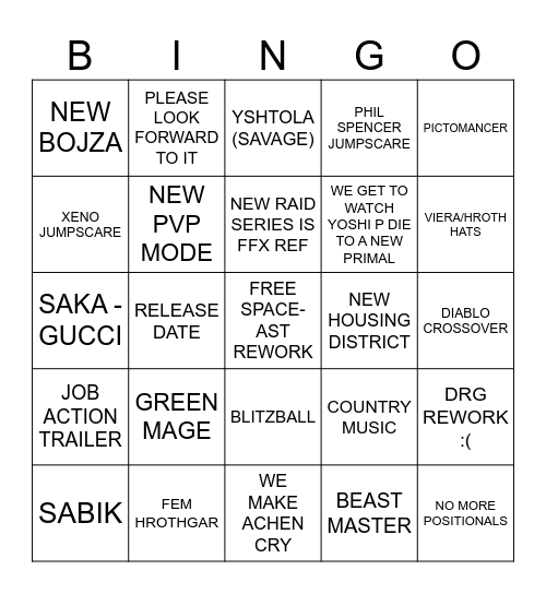 JP FANFEST Bingo Card