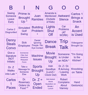 Workingo Bingo Card