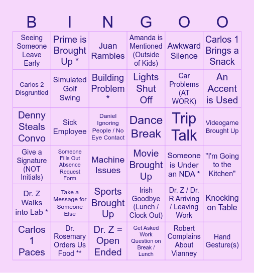 Workingo Bingo Card