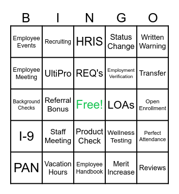 HR Bingo! Bingo Card