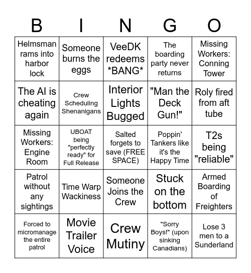 Lite_ly Salted's UBOAT Stream BINGO Card Bingo Card