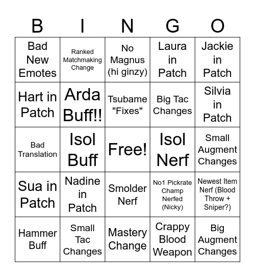 ERBS Patch Bingo (Oozma Edition) Bingo Card