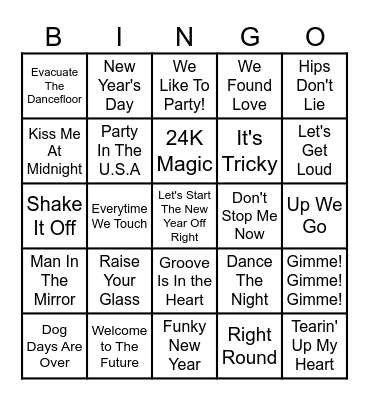 New Year New Me Bingo Card