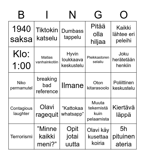 Shitpost Bingo Card