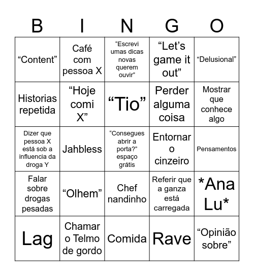 Bingo do Emanu Bingo Card