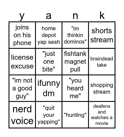 Chogus Bingo Card