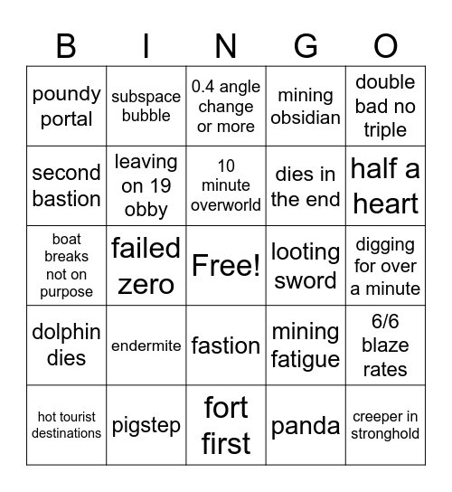 Couriway No Reset Bingo Card