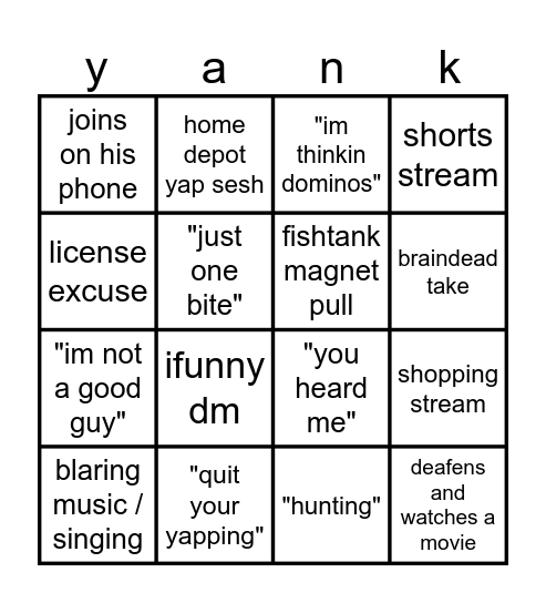 Chogus Bingo Card