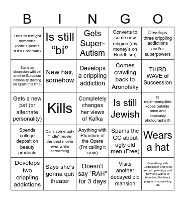 Gillian January 2024 Bingo Card