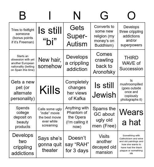 Gillian January 2024 Bingo Card