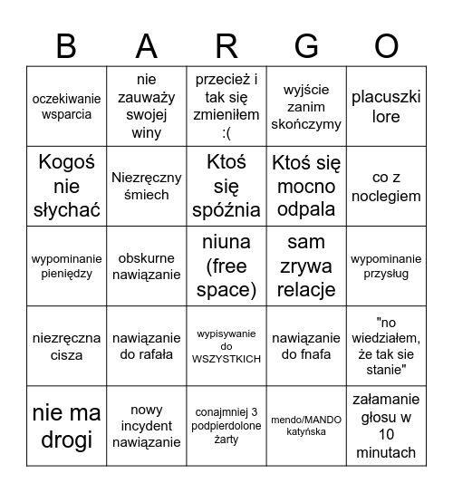 Bark Bark Bar Bargo Embargo - Bartosz Bingo - Bajo Jajo Edycja Bingo Card