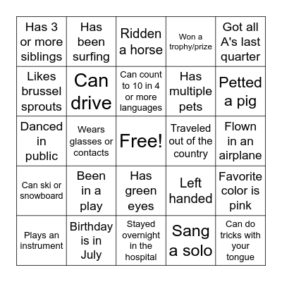 Welcome to Young Womens! Bingo Card