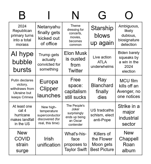 2024 Bingo Card Bingo Card