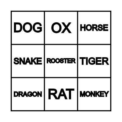 CHINESE ZODIAC Bingo Card