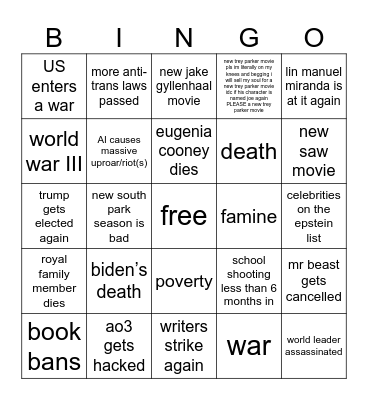 2024 PREDICTIONS ^_^ Bingo Card