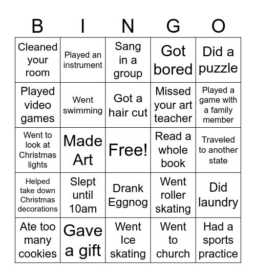 Break Bingo Card