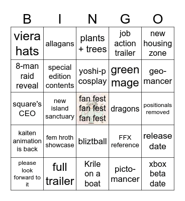 2024 JAPAN FANFEST KEYNOTE Bingo Card