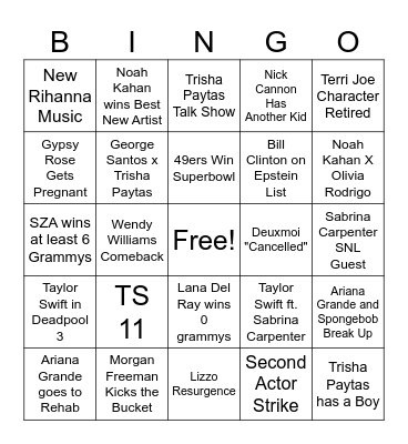 Carter's 2024 Bingo Card Bingo Card