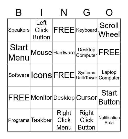 PC for Beginners Bingo Card