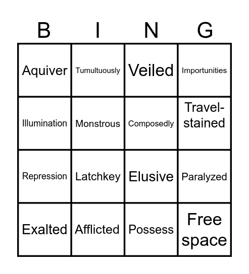 Vocabulary Bingo Card