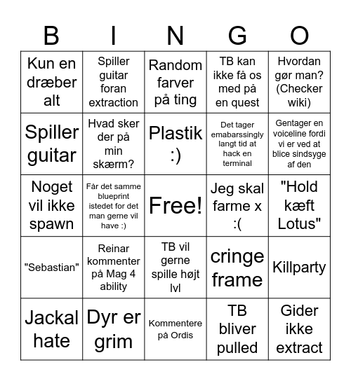 Warframe Bingo Card