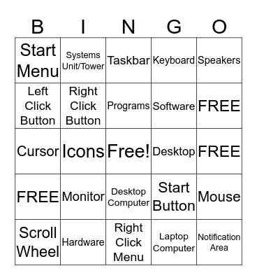 PC for Beginners Bingo Card