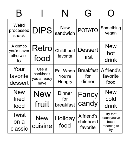 Eating Bingo 2024 Bingo Card