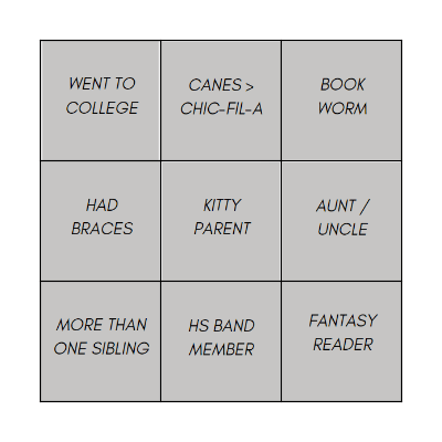 BINGO BATTLE Bingo Card