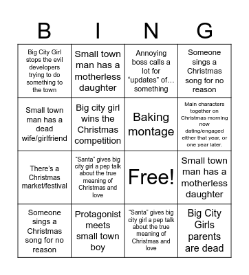 Halmark Christmas Movie 2 Bingo Card