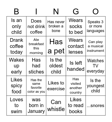 Find someone who Bingo Card