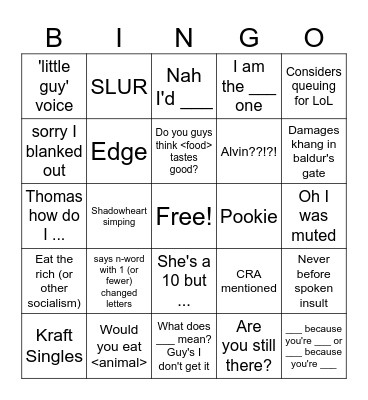 Andrew Bingo Card