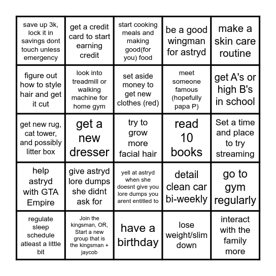 2024 bingo card (complete or die) Bingo Card