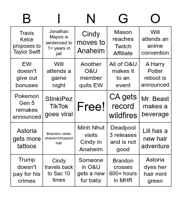 O&U 2024 Bingo Card