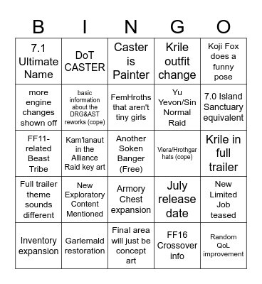 JP Fanfest Bingo Card