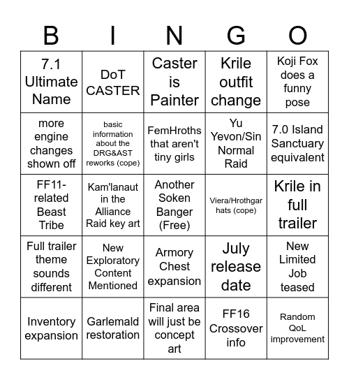 JP Fanfest Bingo Card