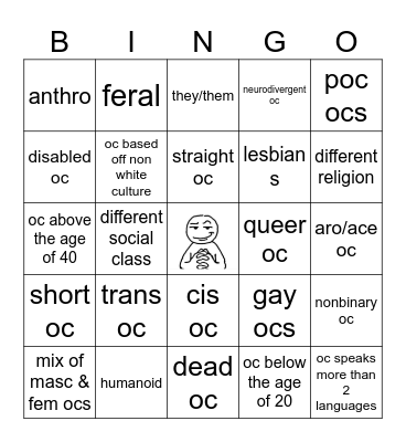 oc diversity checklist Bingo Card