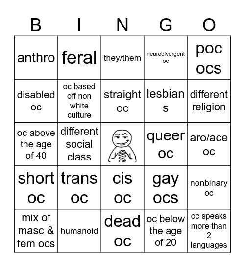 oc diversity checklist Bingo Card