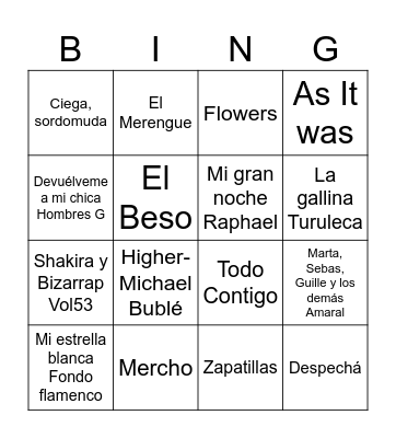 Bingo musical Bingo Card