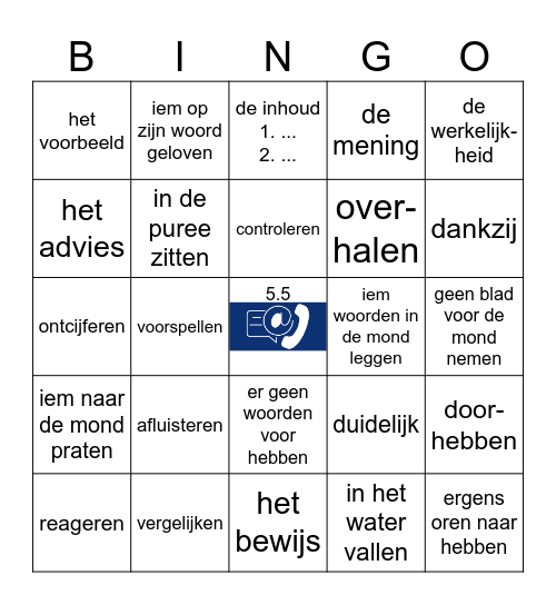 Taal op Maat gr 5 thema 5 Bingo Card