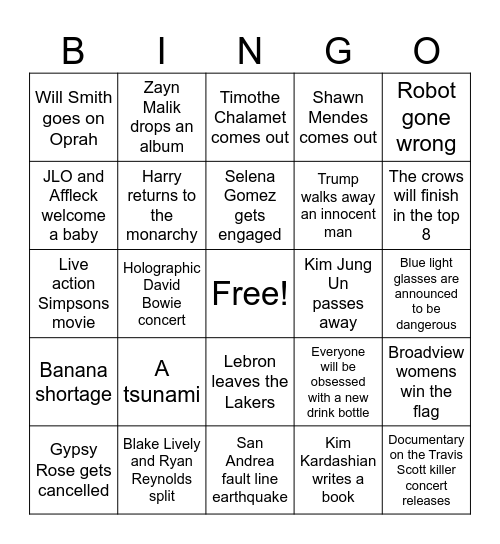 2024 Bingo Card Bingo Card