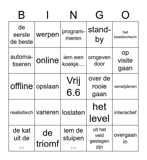 Taal op Maat gr 6 thema 6 Bingo Card