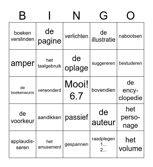 Taal op Maat gr 6 thema 7 Bingo Card