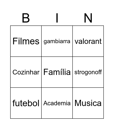 VaiSaber Bingo Card