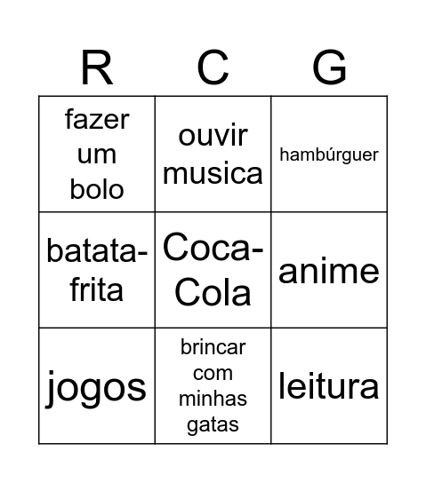 Isabella Bingo Card