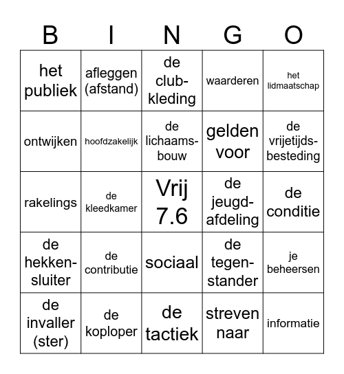 Taal op Maat gr 7 thema 6 Bingo Card