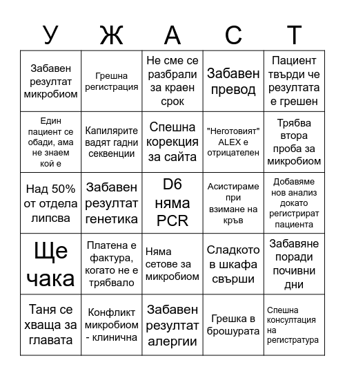 Нутригенетика Бинго 2024 Bingo Card