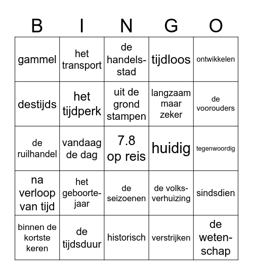 Taal op Maat gr 7 thema 8 Bingo Card
