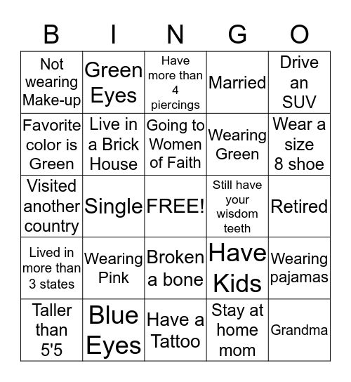 Lap Bingo Card