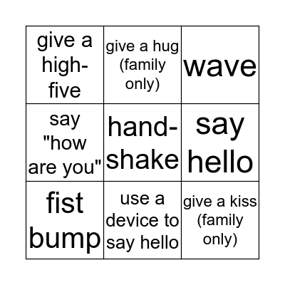Greetings Bingo Card